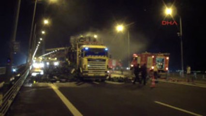 Kocaeli - Osmangazi Köprüsü'nde Kamyonun Kasası Yandı