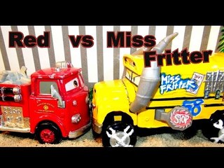 Pixar Cars 3 Miss Fritter vs Red, Mack, and Off Road Lightning McQueen from Disney Pixar Cars