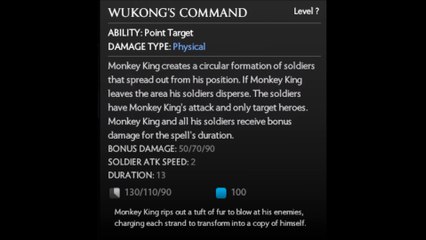 Dota 2: Since his 7.00 release, Wukong's Command to this day continues to damage Visage's Familiars despite the tool tip stating that it will "only target heroes"