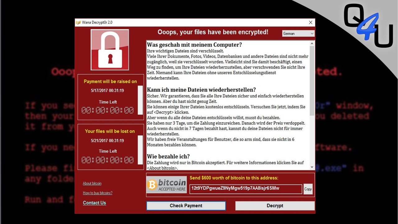 WannaCry Ransomware: Live-Infektion und Hintergründe | QSO4YOU Tech
