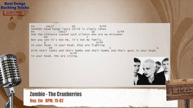 Zombie - The Cranberries Vocal Backing Track with chords and lyrics