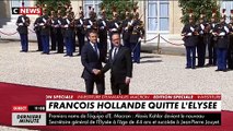 Regardez le départ de François Hollande de l'Elysée applaudi par Emmanuel Macron et par le public
