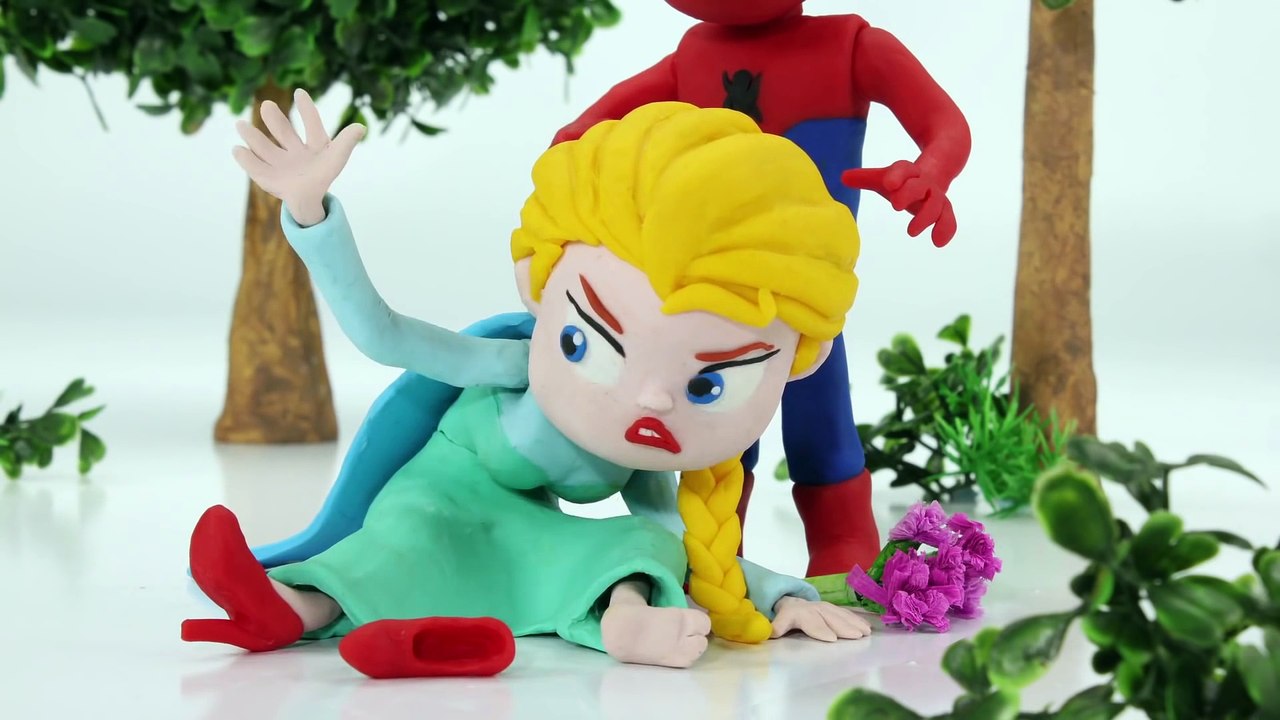 FROZEN ELSA FAILED BREAKFAST  SPIDERMAN CHEF  Prank Superhero Play Doh Stop Motion Movies