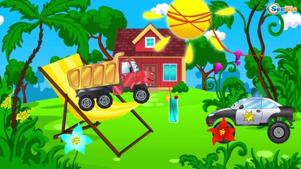 El Coche de Policía es Azul y sus amigos - Dibujo animado de coches - Carritos Para Niños