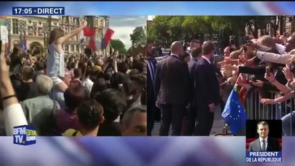Arrivé à l'Hôtel de Ville de Paris, Emmanuel Macron s'offre un bain de foule