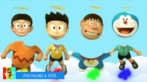 Colors for Children to Learn with Wrong Heads 3D Doraemon Nobita trolls Xeko vs Chaien Finger Family