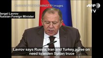 Russia, Iran, Turkey agree on need to widen Syria truce