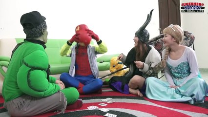 Spiderman and Frozen Elsa Princess CHALLENGE! Hulk,Catwoman vs Superman Prank Superhero in real life