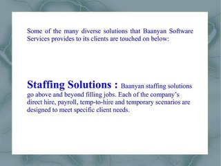 Baanyan Software Services Inc : Solutions
