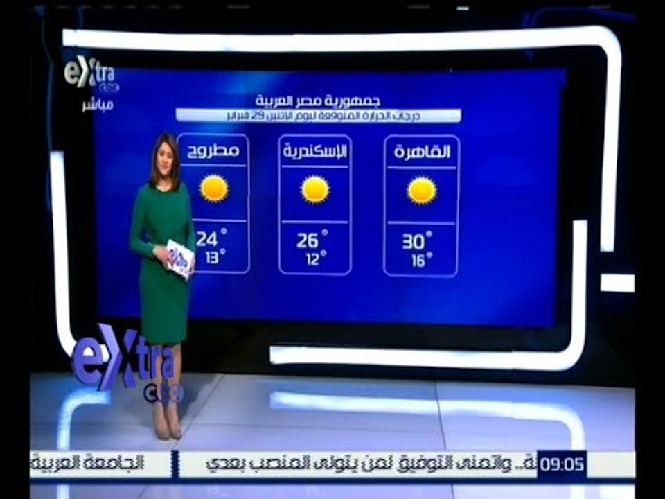 غرفة الأخبار | تعرف على درجات الحرارة المتوقعة اليوم الإثنين 29 فبراير 2016