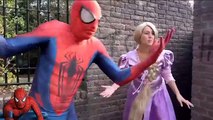 Princess RAPUNZEL and GOLDEN CROWN! w  Spiderman & BAD JOKER ATTACK! Fun Princes
