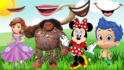 下载视频: Wrong Mouth Funny Swap Minnie Mouse Bubble Guppies Moana Maui Sofia Finger Family Nursery Kids Toy