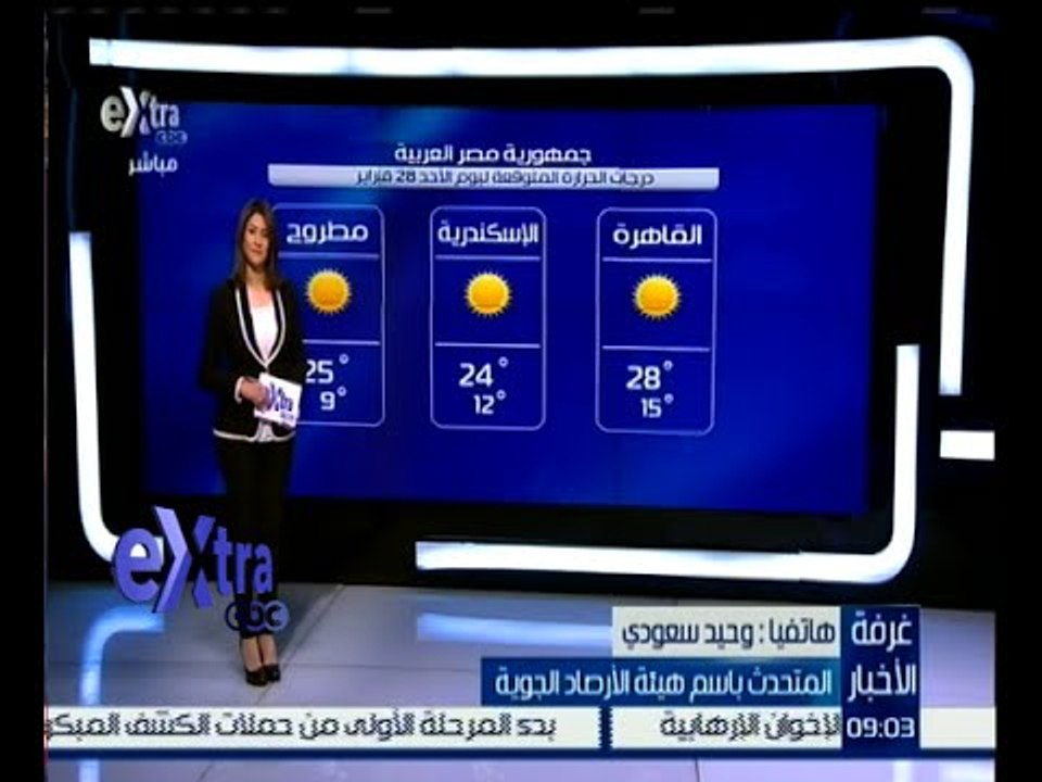 غرفة الأخبار | تعرف على درجات الحرارة المتوقعة اليوم الأحد 28 فبراير 2016