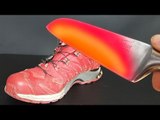 EXPERIMENT Glowing 1000 degree KNIFE VS SNEAKERS