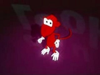 un singe rouge qui danse