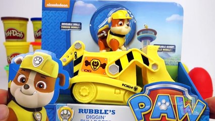 Descargar video: [Play-doh] Paw Patrol Toys Surprise Eggs Play Doh Bulldozer for Kids Rubble Construction Toys Play Dough