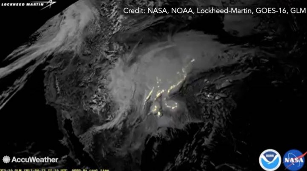 Timelapse shows lightning storm from space