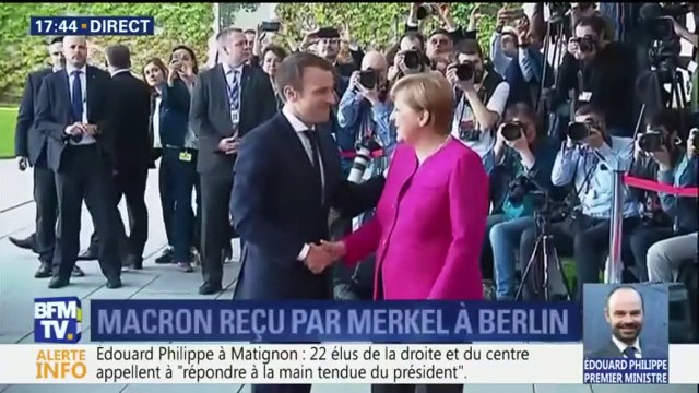 Emmanuel Macron reçu par Angela Merkel à Berlin