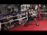 Leo Santa Cruz does shadow boxing and jump rope