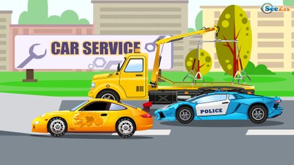 Car Cartoon The Blue Police Car - Kids Animation Cop Cars Children Video