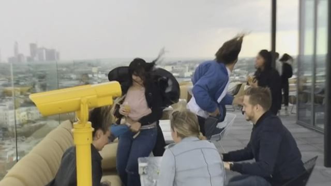 Partygoers Hit by Heavy Winds on New York Rooftop