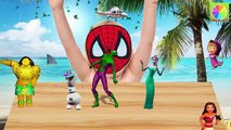 Bad Baby SpiderMan Crying and Learn Colors with DISNEY MOANA Maui, Frozen Elsa, Minion, Olaf