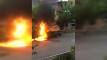 Balkondan Atılan Tüp Bomba Gibi Patladı, Otomobil Alev Alev Yandı