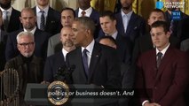 Obama while honoring the Cubs - Sports can change hearts--