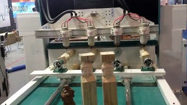 A 4 axis CNC Router with 4 heads on Beijing Wood Exhibition
