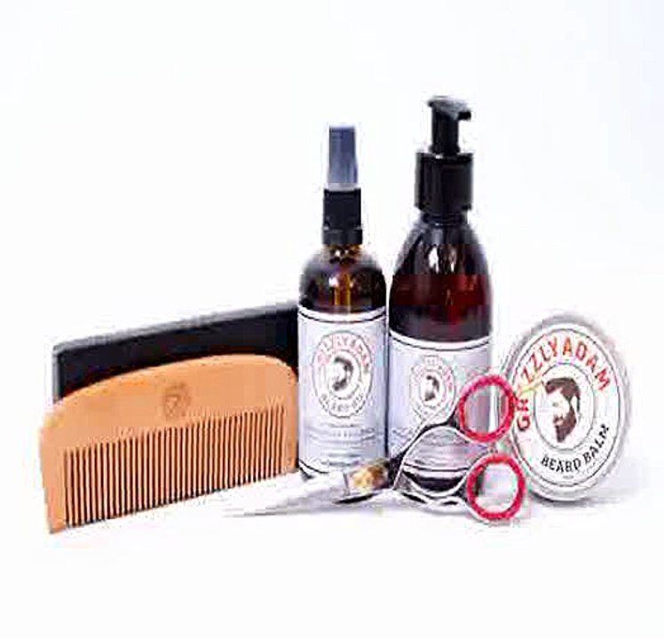 _!- Ultimate GRIZZLY ADAM Beard Care Kit - Perfect Gift Set for Men - Beard Wash Shampoo 200ml, Bea