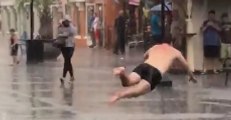 Man Proves That Almost Any Surface Can Be a Slip N' Slide if You Try Hard Enough