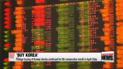 Foreign buying of Korean stocks continued for 5th consecutive month in April: data
