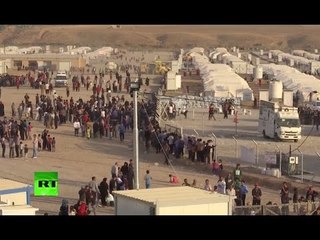 Civilians fleeing Mosul assault pour into Hassan Sham camp in Iraq (Streamed Live)
