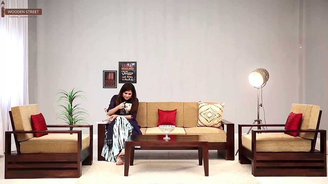 Wooden Sofa Set - Buy Winster 3+1+1 Seater Sofa Set Online - Wooden Street