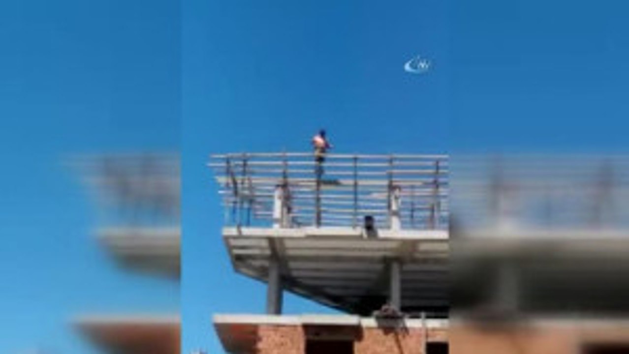 İnşaatta Tehlikeli Çalışma Kamerada