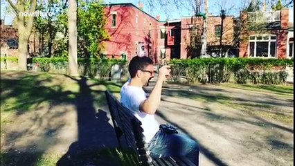 Man knocks bottle off the top of his head with a drone