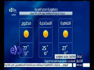 غرفة الأخبار | تعرف على درجات الحرارة المتوقعة ليوم الأحد 14 فبراير 2016