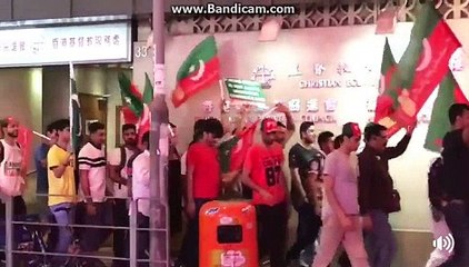PTI hong kong  protesting against  nawaz shareef on his arrival