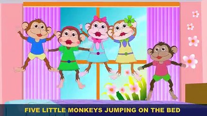 Five Little Monkeys Jumping On The Bed with Lyrics - Kids Songs Nursery Rhymes