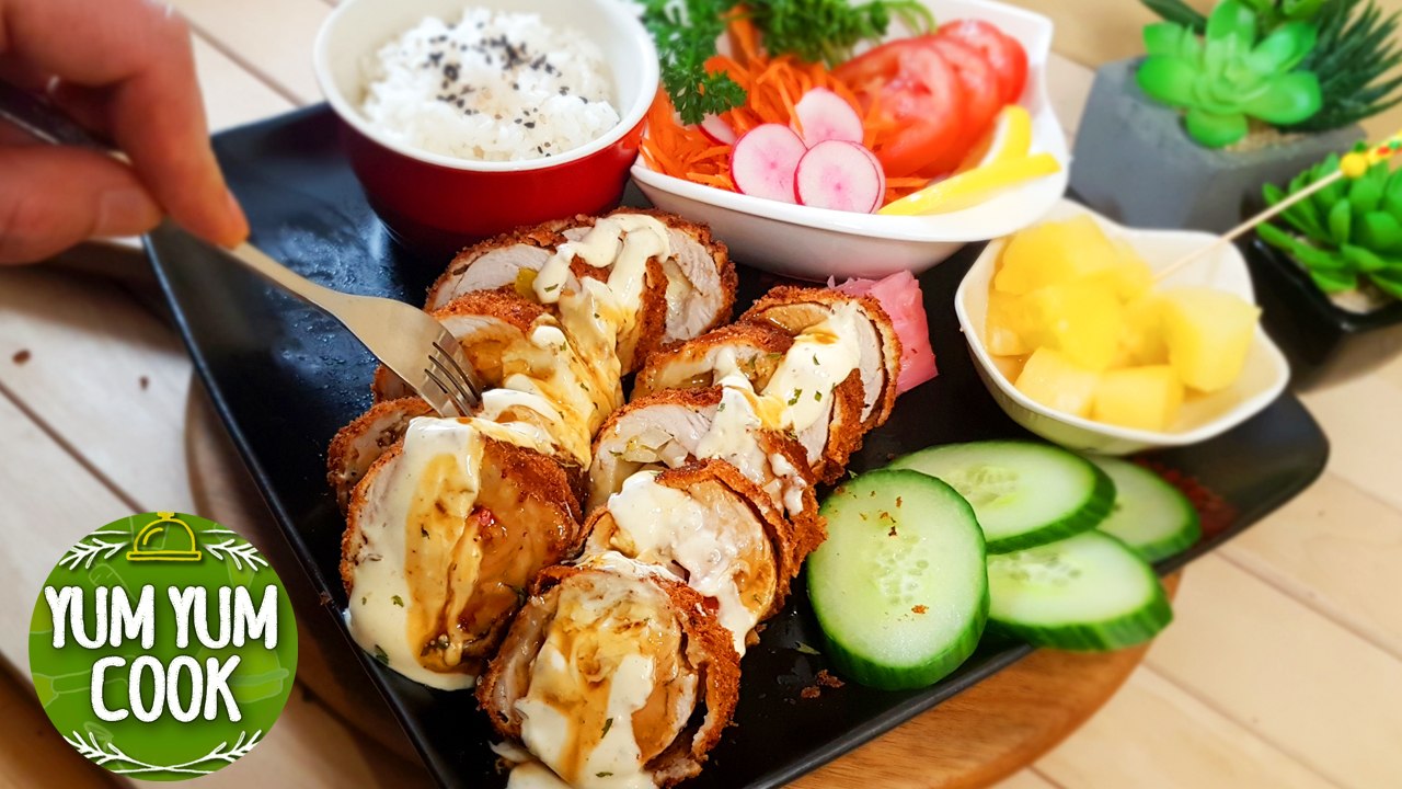 Deep Fried Cheese Pork Cutlet Sushi Roll | How to Make Sushi at Home | Mozzarella Cheese