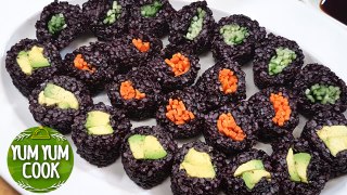 Vegan Sushi Roll with Black Rice | 3 Best Ideas about Veggie Sushi Roll