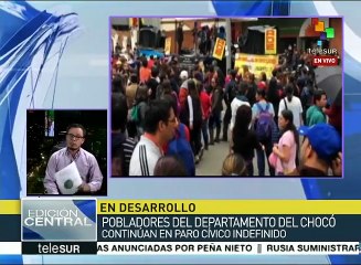 Colombia: pobladores del Chocó continúan en paro cívico indefinido