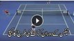 Ball girl takes a cricket like catch in tennis