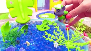 Видео с игрушками из мультика Щенячий патруль. Роки и Крепыш чистят бассейн