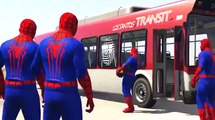 Spiderman Bus de colores ! 3D de dibujos animados para los niños! Canciones Poemas infantiles para n