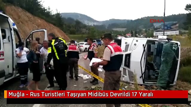 Muğla - Rus Turistleri Taşıyan Midibüs Devrildi 17 Yaralı