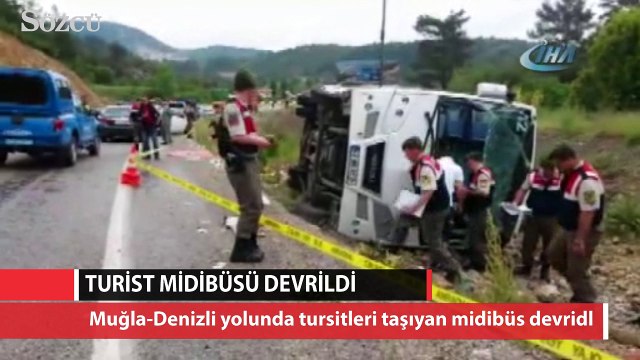 Muğla-Denizli yolunda otobüs devrildi