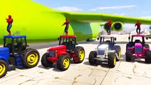 Спайдермен & Цветные Тракторы и Огромный Самолет , веселый мультик игра для детей