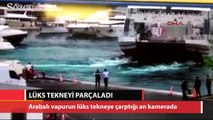 Arabalı vapurun lüks tekneye çarptığı an kamerada