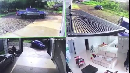 Descubre ladrones en su casa y los atropella con un 4x4